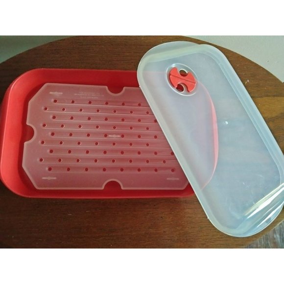 Nordic Ware Steam Cooker Microwave Safe Red & White - Picture 3 of 5